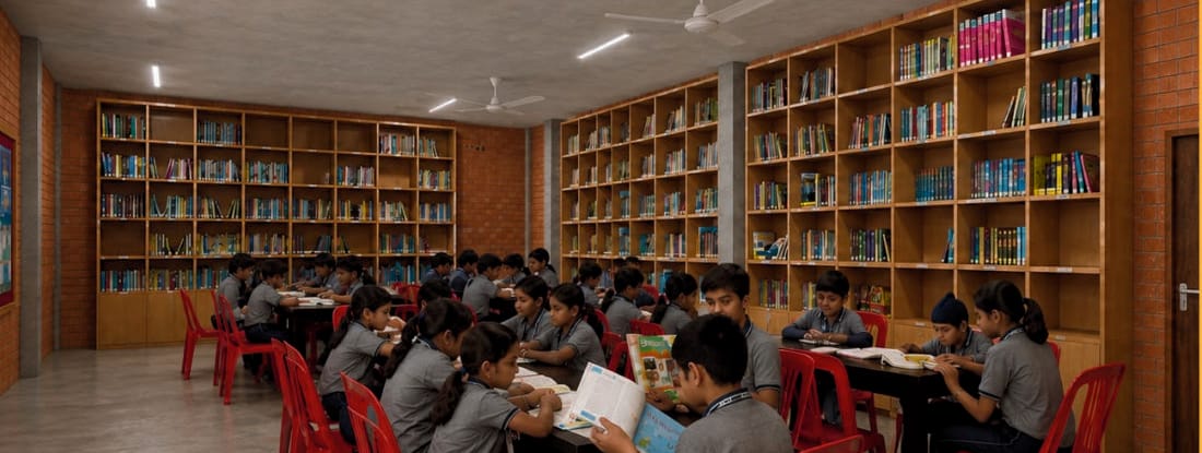 Children reading in the school library